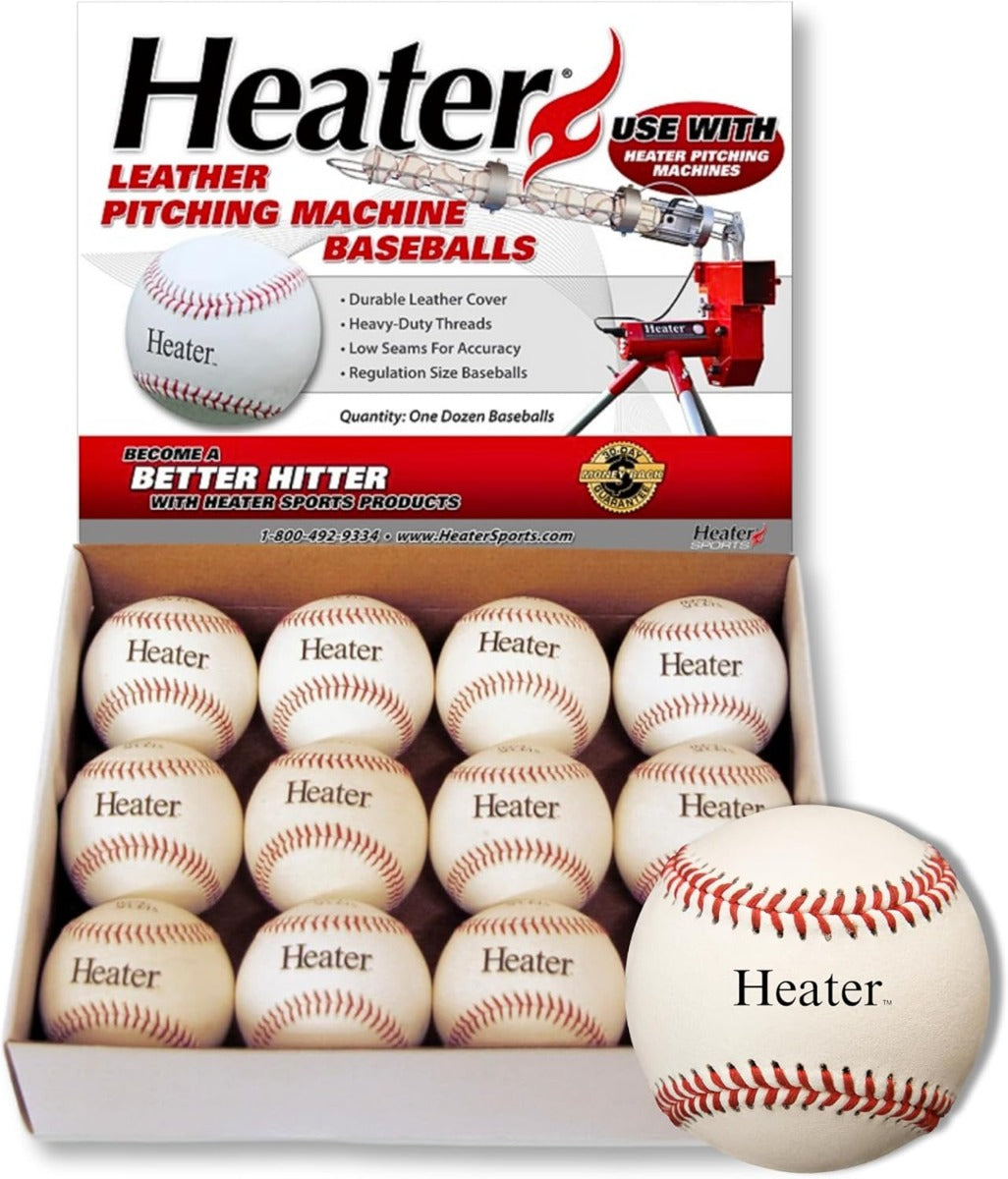 Heater Sports Leather Pitching Machine Baseballs - 12 Pack