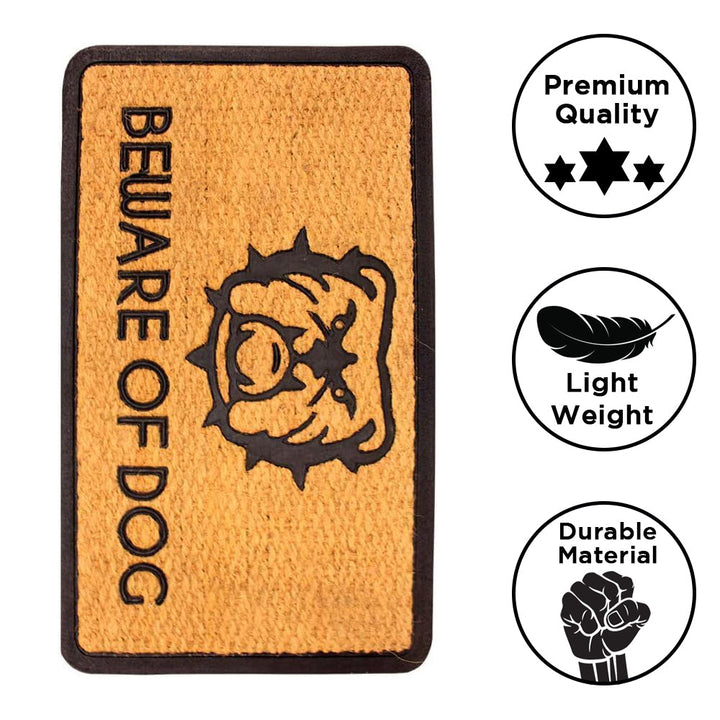 Beware of Dogs Doormat Coir &amp; Rubber Entry Mat, Indoor Outdoor, All-Weather, Easy Clean, Non-Slip, Dirt &amp; Mud Trapper for Patio, Porch, Garage, Home, Office