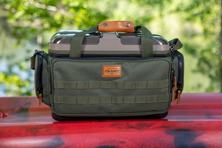 Plano Molding A-Series 2.0 Quick-Top 3700 Tackle Bag, Forest Green, Includes 4 3700 StowAway Utility Boxes, Water-Resistant Soft Fishing Storage for Baits