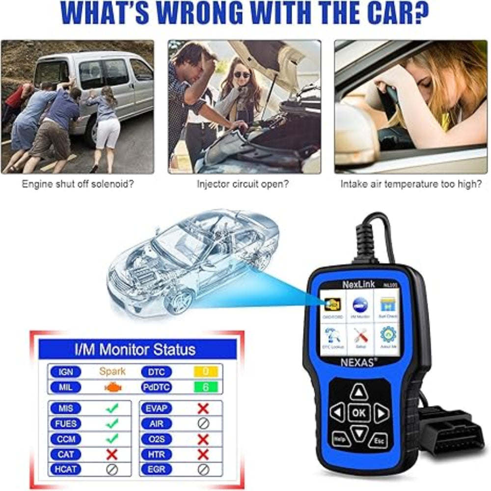 NL101 OBD2 Scanner Diagnostic Tool &amp; Battery Tester - Professional Car Engine Code Reader &amp; Battery Health Analyzer with Live Data Stream, Lifetime Updates, and Protective Case - 2024 Version