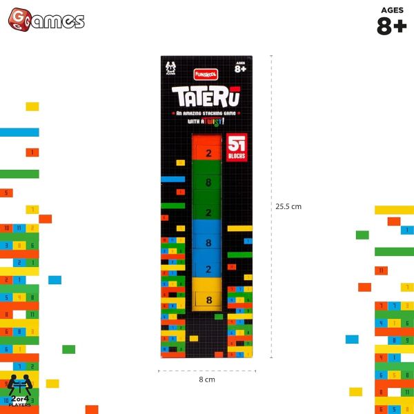 Tateru, Hardwood Blocks Stacking Tower Game, Strategy Game for 2 or 4 Players