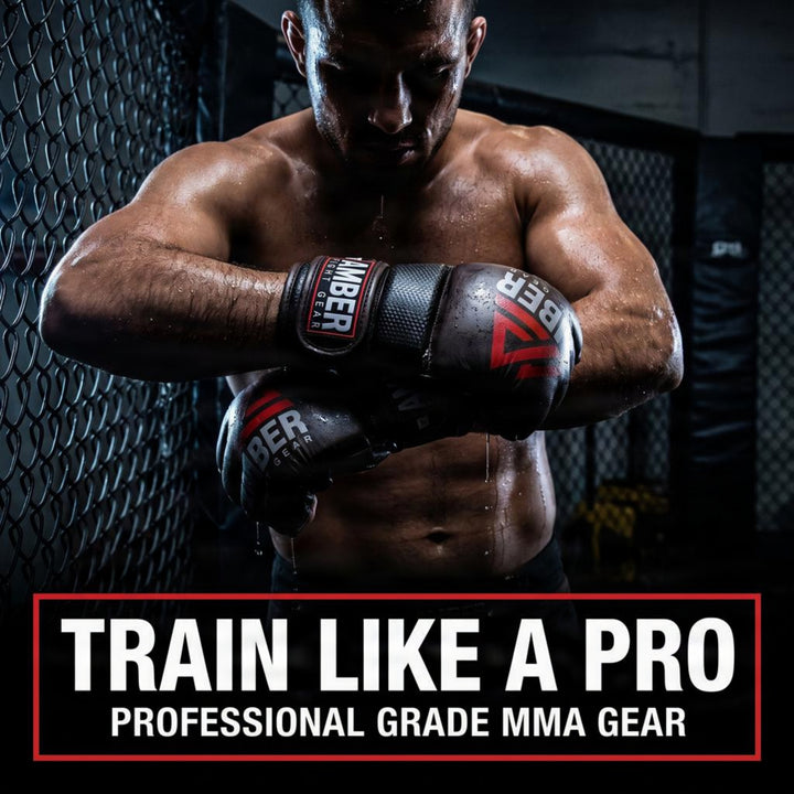 Contender Sparring MMA Gloves, Real Leather Hybrid Grappling Gloves for Martial Arts, Boxing, Combat Training, Open Palm, Padded Half Thumb, Shock-Absorbing Foam