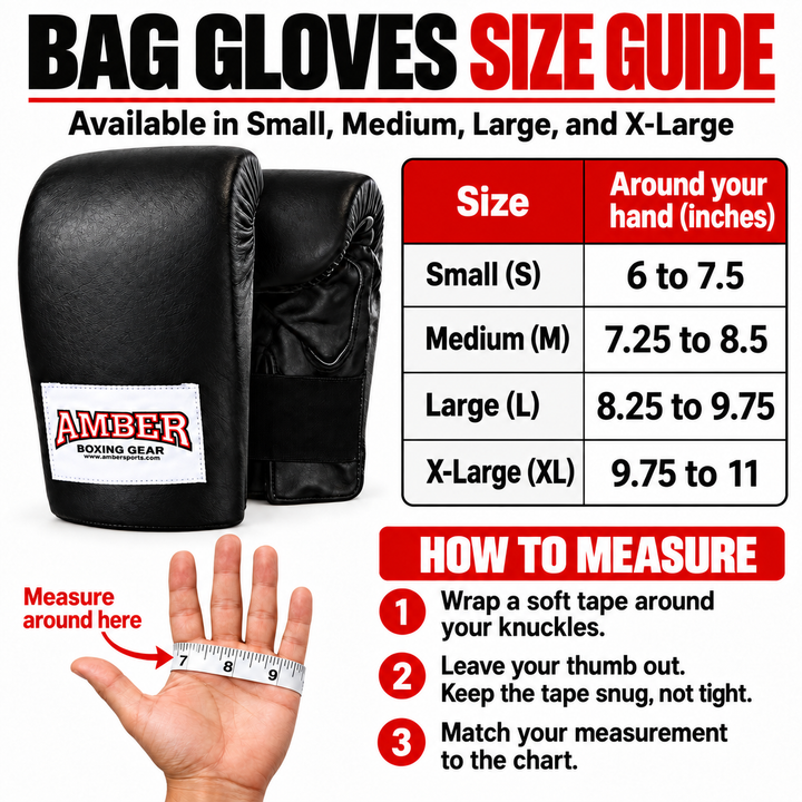 Amber Fight Gear Top-Grain Leather Boxing Bag Gloves with Shock-Absorbing Padding