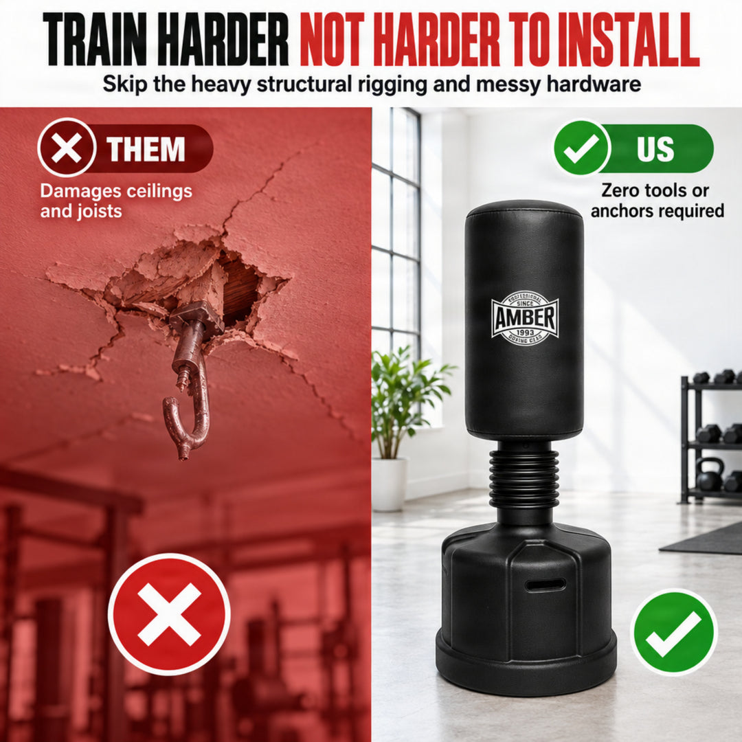 Amber Fight Gear Freestanding Heavy Duty Boxing Punching Bag with Solid Base