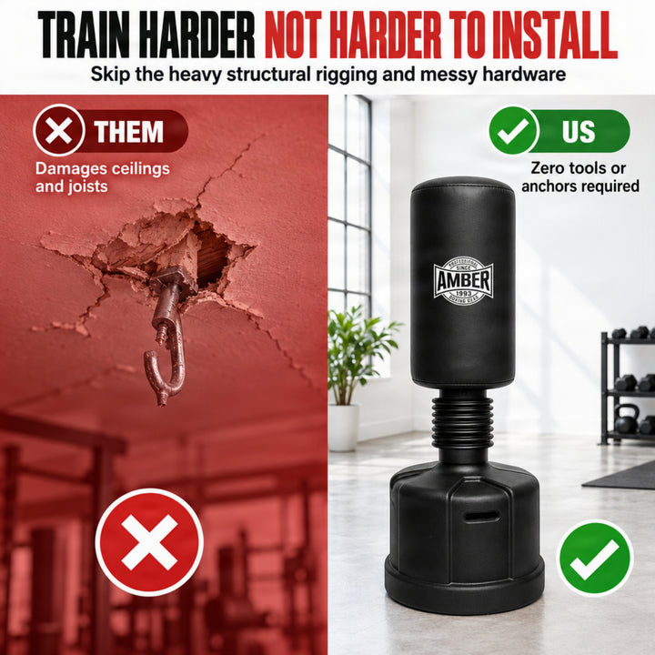 Amber Fight Gear Freestanding Heavy Duty Boxing Punching Bag with Solid Base