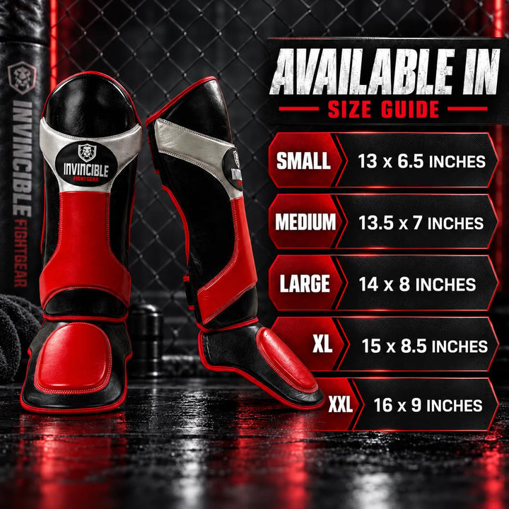 Invincible Synthetic Leather Shin &amp; Instep Guards with High-Density Foam