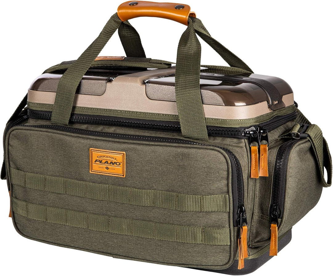 Plano Molding A-Series 2.0 Quick-Top 3700 Tackle Bag, Forest Green, Includes 4 3700 StowAway Utility Boxes, Water-Resistant Soft Fishing Storage for Baits
