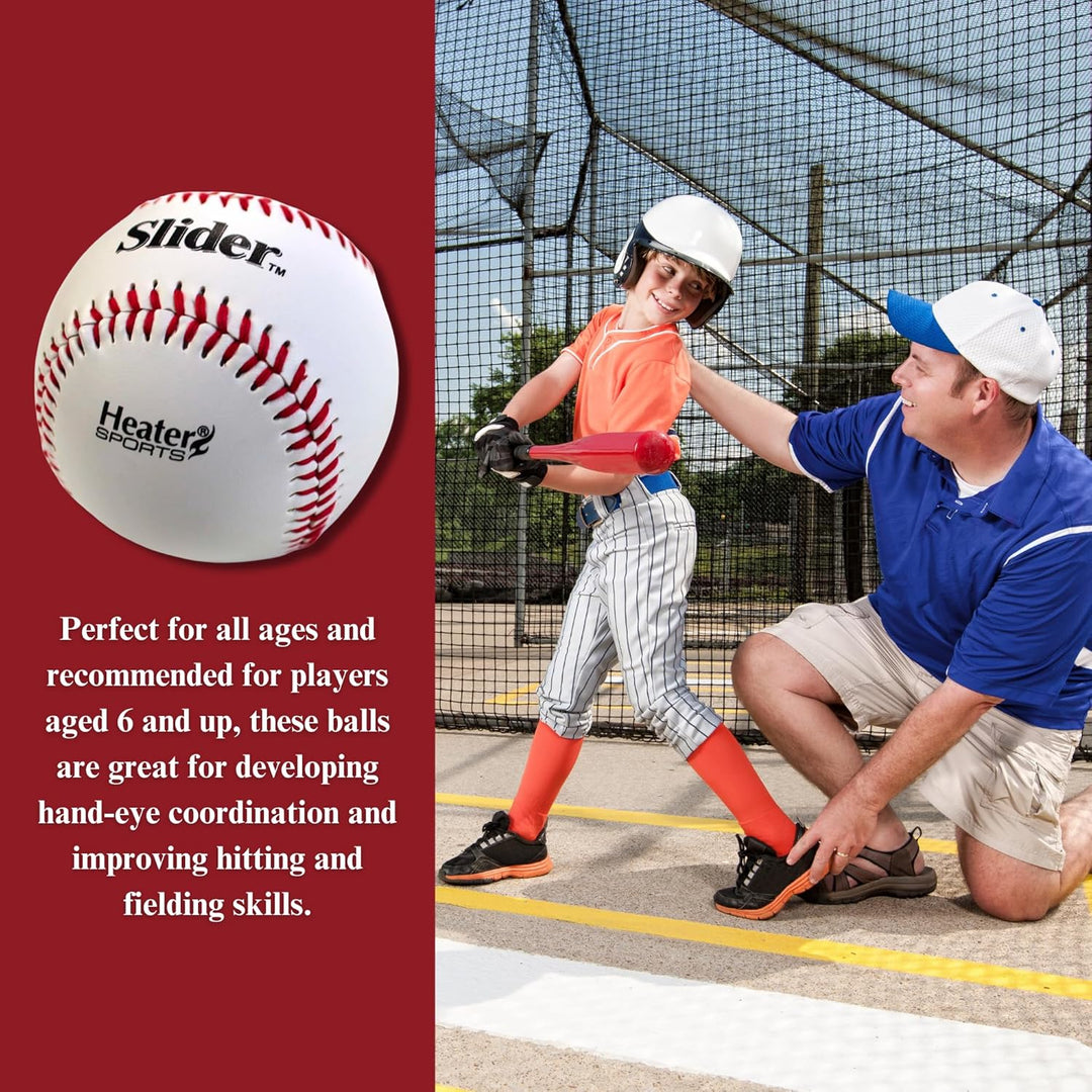 Heater Sports Slider Lite Genuine Leather Pitching Machine Baseballs - 1 Dozen, Accurate, &amp; Long-Lasting | Perfect for Batting &amp; Fielding Practice, Ideal for All Ages in Both Outdoor &amp; Indoor Use