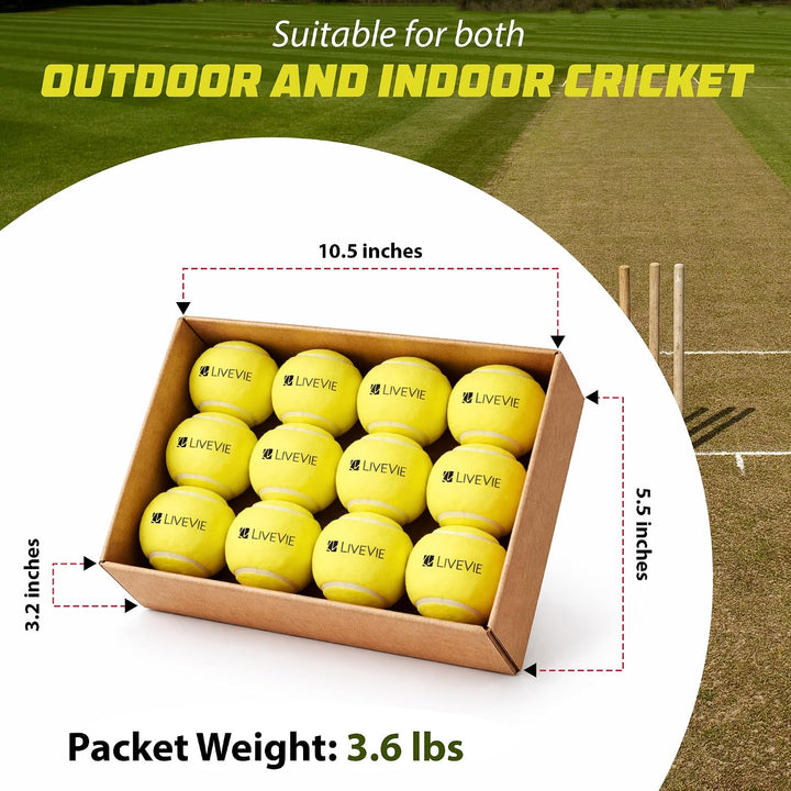 LIVEVIE Professional Cricket Tennis Balls, 2.5 Inch, Training
