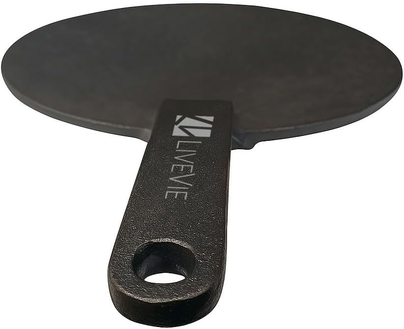 LIVEVIE Cast Iron Skillet (Tawa), Pre-Seasoned Griddle Concave Pan with 5.5-Inch Handle, Cast Iron Pan for Pancakes, Quesadillas, Grilled Sandwiches &amp; More, 10-Inch