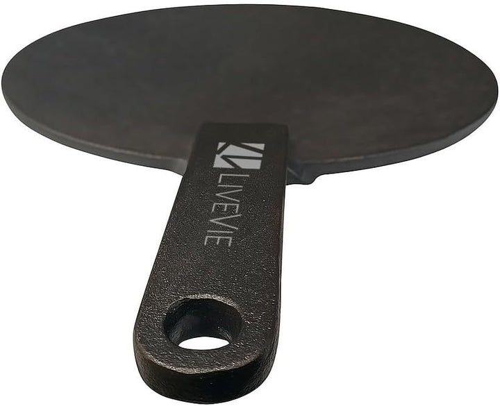 LIVEVIE Cast Iron Skillet (Tawa), Pre-Seasoned Griddle Concave Pan with 5.5-Inch Handle, Cast Iron Pan for Pancakes, Quesadillas, Grilled Sandwiches &amp; More, 10-Inch