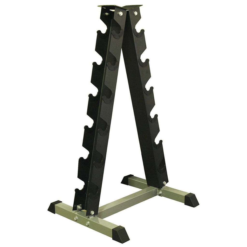 Maximize Floor Space with Our A-Frame Dumbbell Rack Stand - Solid Construction, Anti-Scratch, Holds 6 Pairs, Great Gift Idea and Backed by 1-Year Warranty!