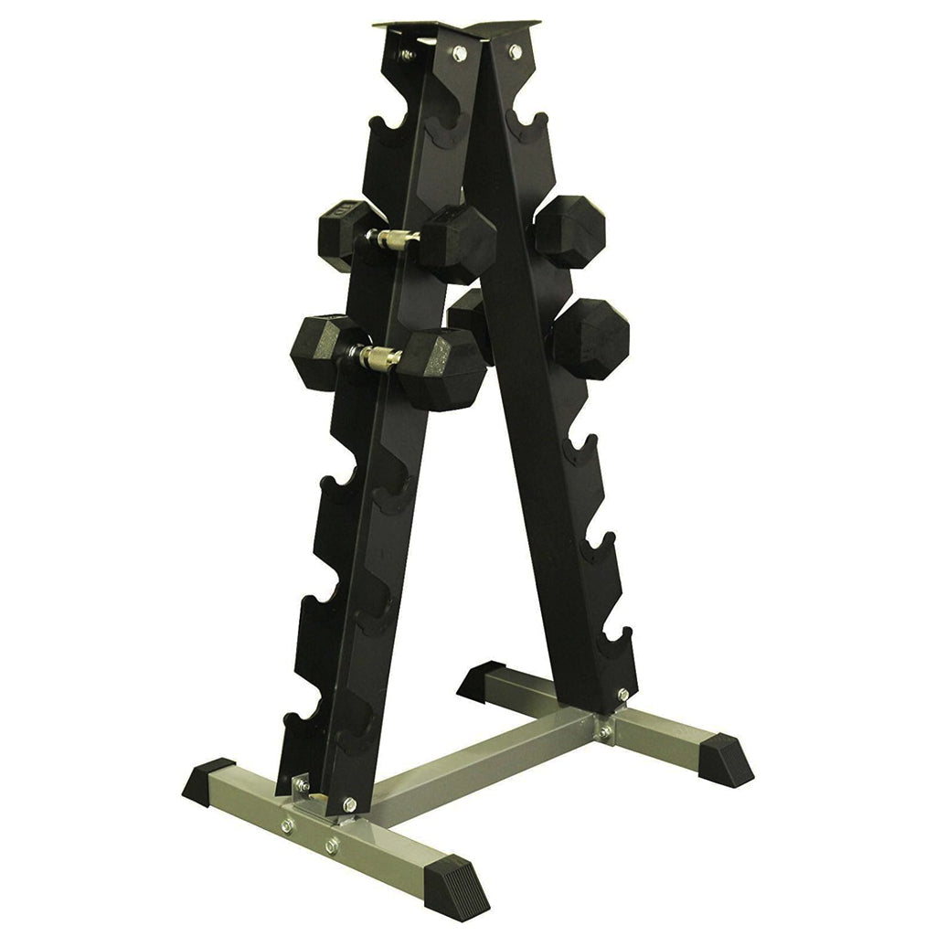 Maximize Floor Space with Our A-Frame Dumbbell Rack Stand - Solid Construction, Anti-Scratch, Holds 6 Pairs, Great Gift Idea and Backed by 1-Year Warranty!