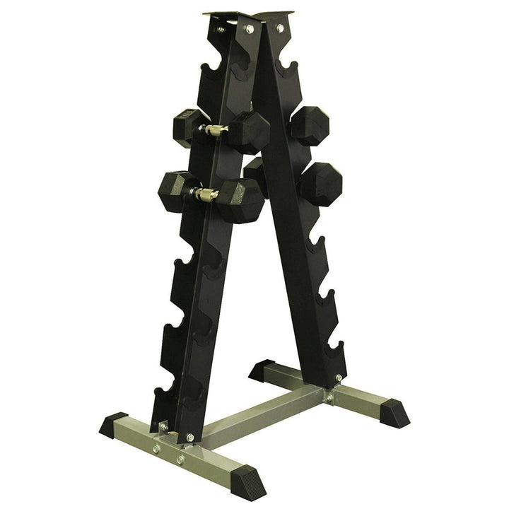 Maximize Floor Space with Our A-Frame Dumbbell Rack Stand - Solid Construction, Anti-Scratch, Holds 6 Pairs, Great Gift Idea and Backed by 1-Year Warranty!