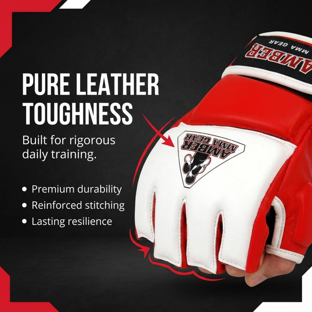 Amber Fight Gear Premium Leather MMA Amateur Competition Gloves: Durable, Stylish Gear for Versatile Usage in Training and Competition