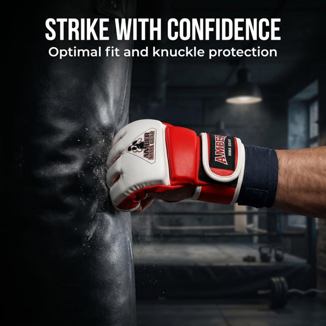 Amber Fight Gear Premium Leather MMA Amateur Competition Gloves: Durable, Stylish Gear for Versatile Usage in Training and Competition