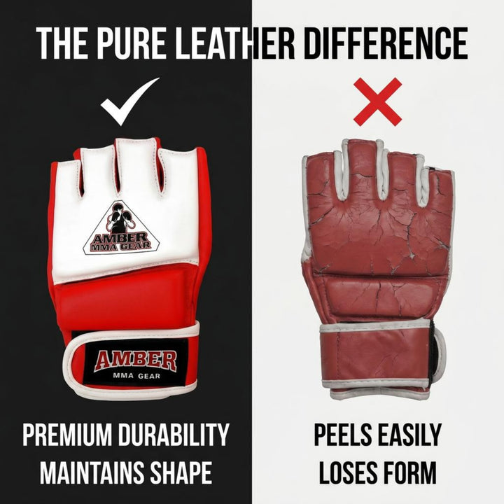 Amber Fight Gear Premium Leather MMA Amateur Competition Gloves: Durable, Stylish Gear for Versatile Usage in Training and Competition