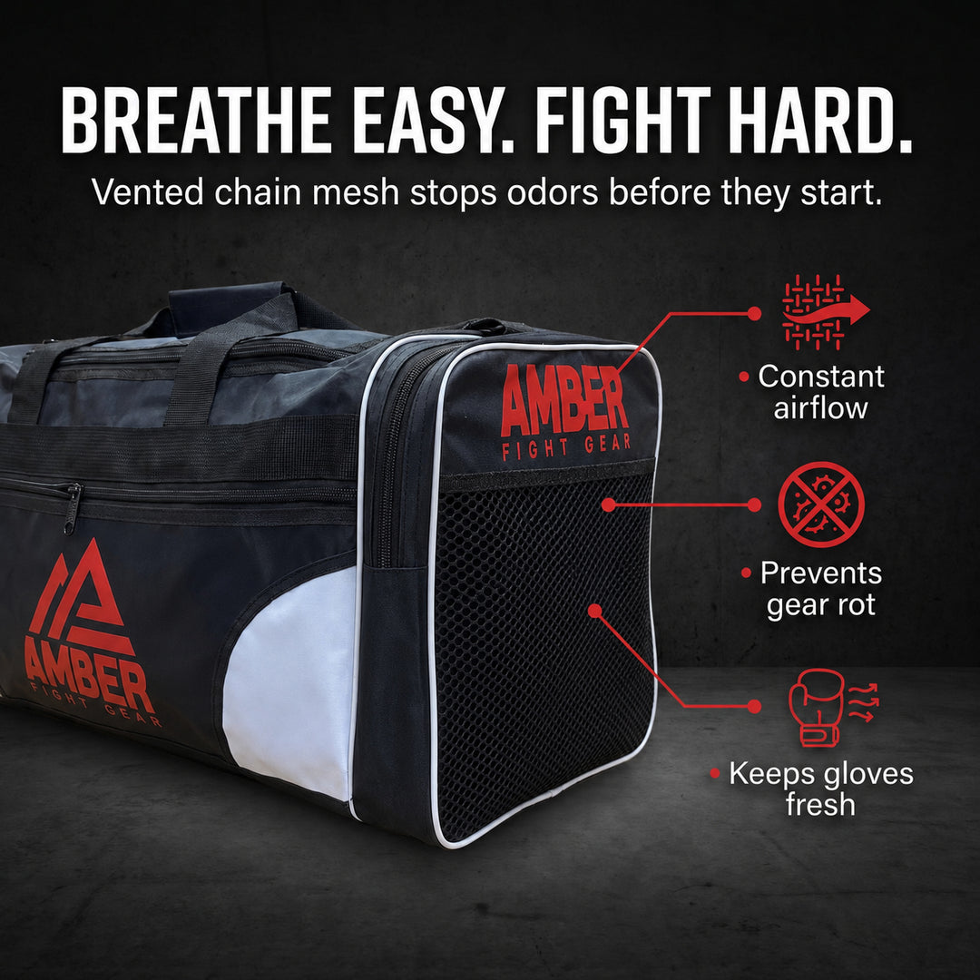 Amber Fight GearHoldallGym Bag Duffle Mesh Bags Workout Bag Gym Bagfor Boxing, MMA, Kickboxing Wrestling, or Active Athlete Bag. It?s a Breathable Duffel Bag for Sweaty Clothes and Equipment