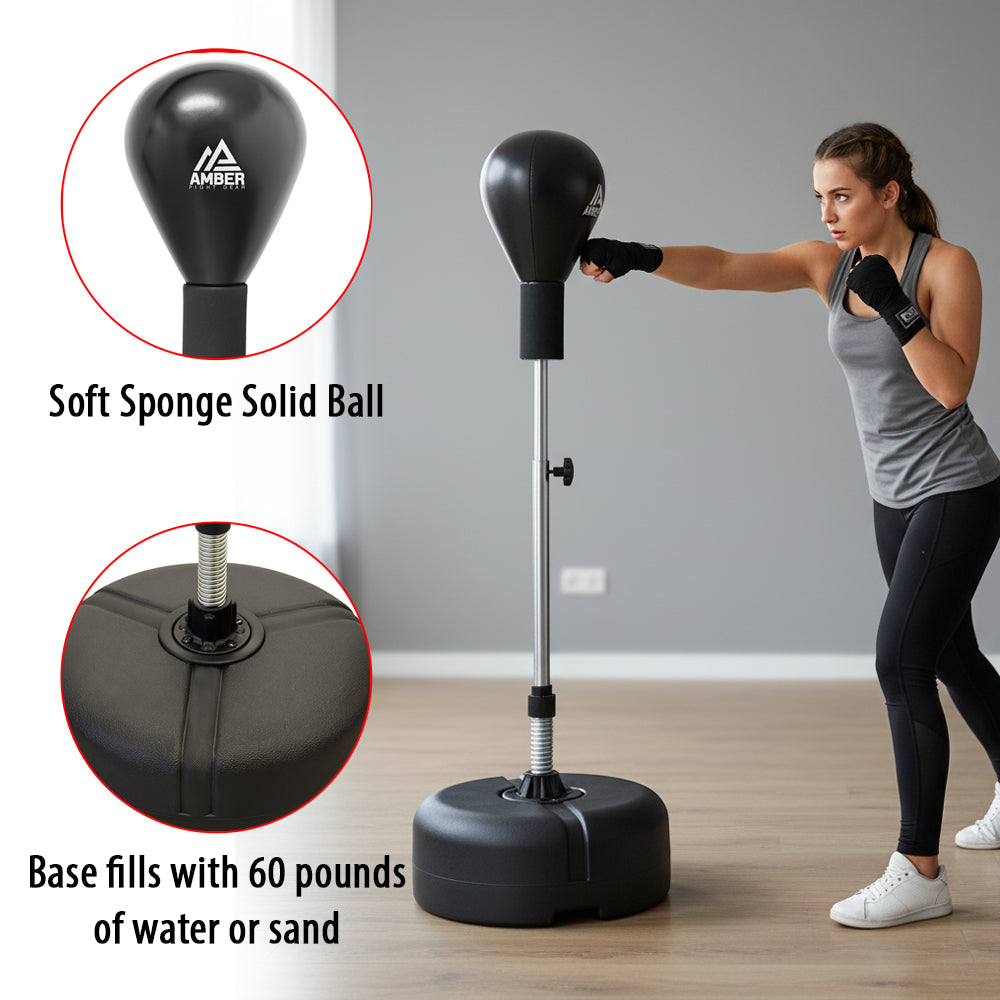 Amber Fight Gear Freestanding Boxing Punching Bag - Improve Speed &amp; Coordination | Adjustable Height, Kids &amp; Adults Fitness Workout
