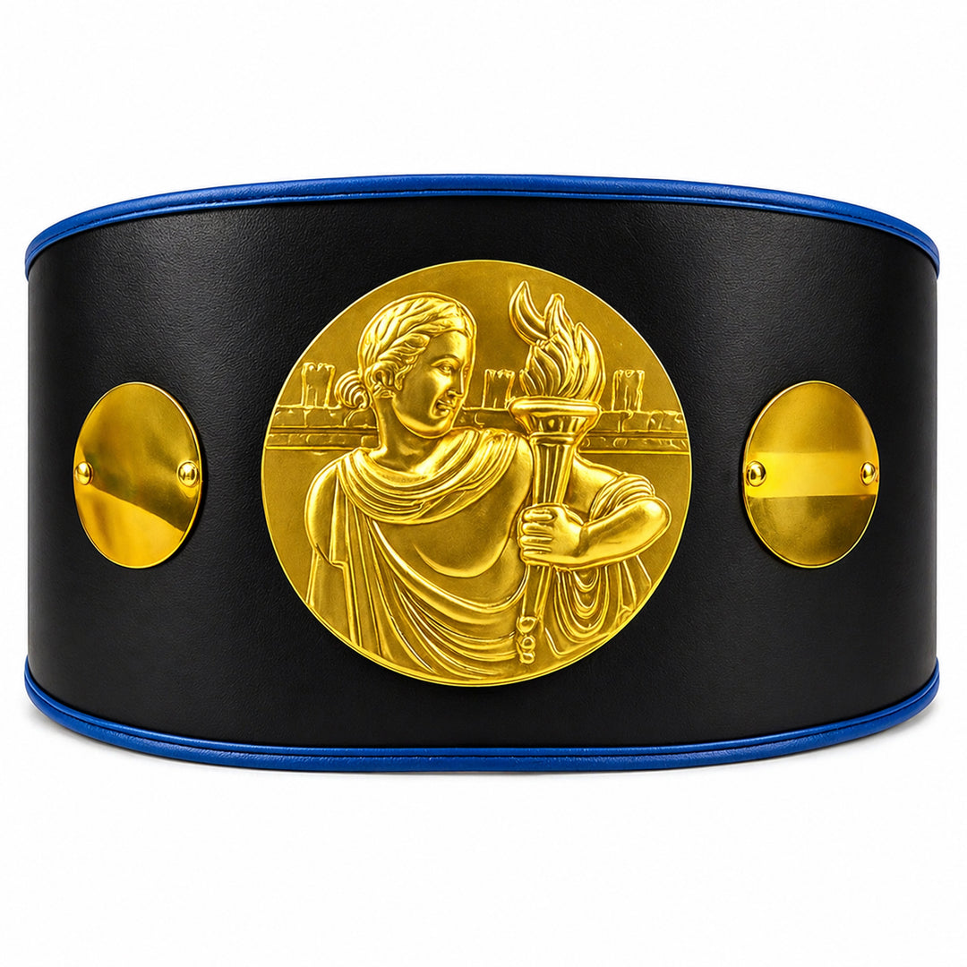 Amber Fight Gear Synthetic Leather Basic Championship Boxing Belt Customizable Engraving, Secure Hook and Loop Closure