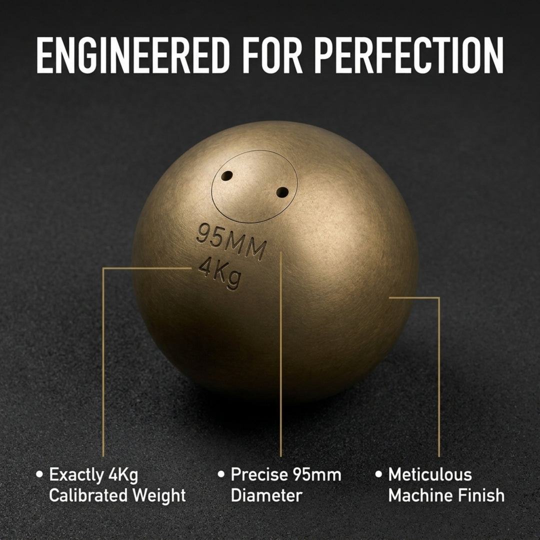 Amber Fight Gear Precision Brass Shotput IAAF Compliant, Superior Grip &amp; Weight Calibration for Competitive Performance