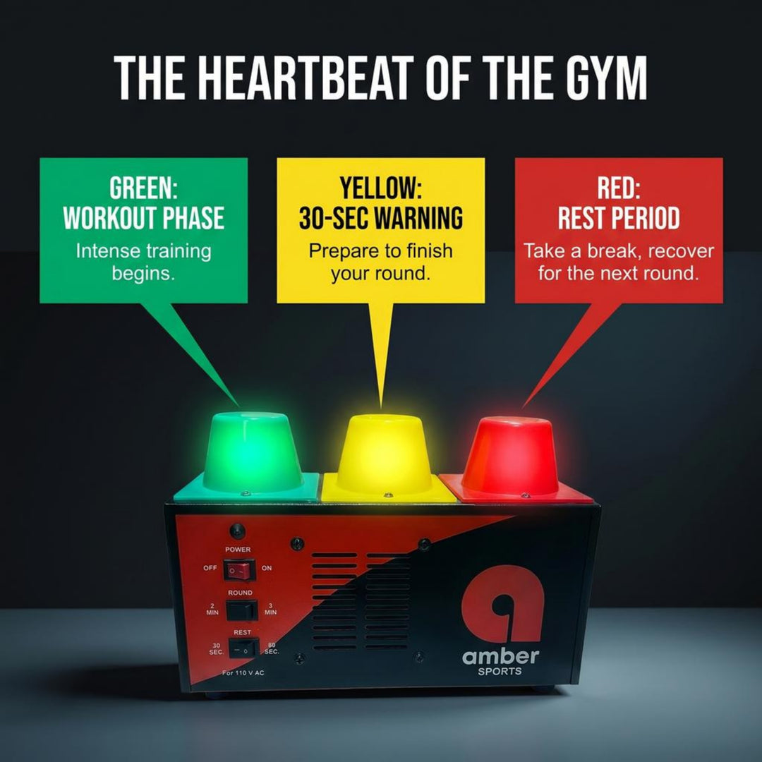 Professional Classic Boxing Interval Timer Gym Timer for Muay Thai, MMA, Kickboxing, Boxing, Martial Arts or Any Combat Sport with Lights, (DTIMER)