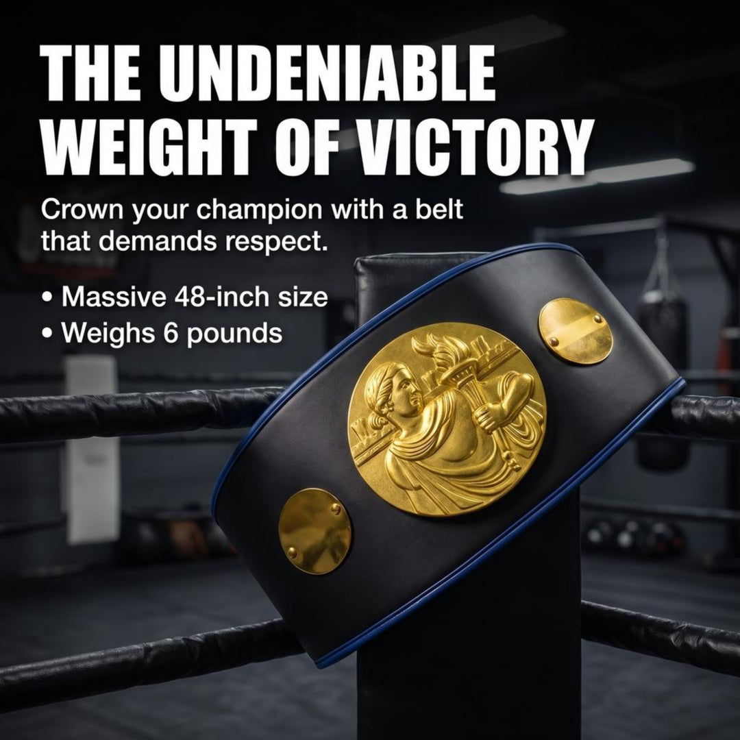 Amber Fight Gear Synthetic Leather Basic Championship Boxing Belt Customizable Engraving, Secure Hook and Loop Closure