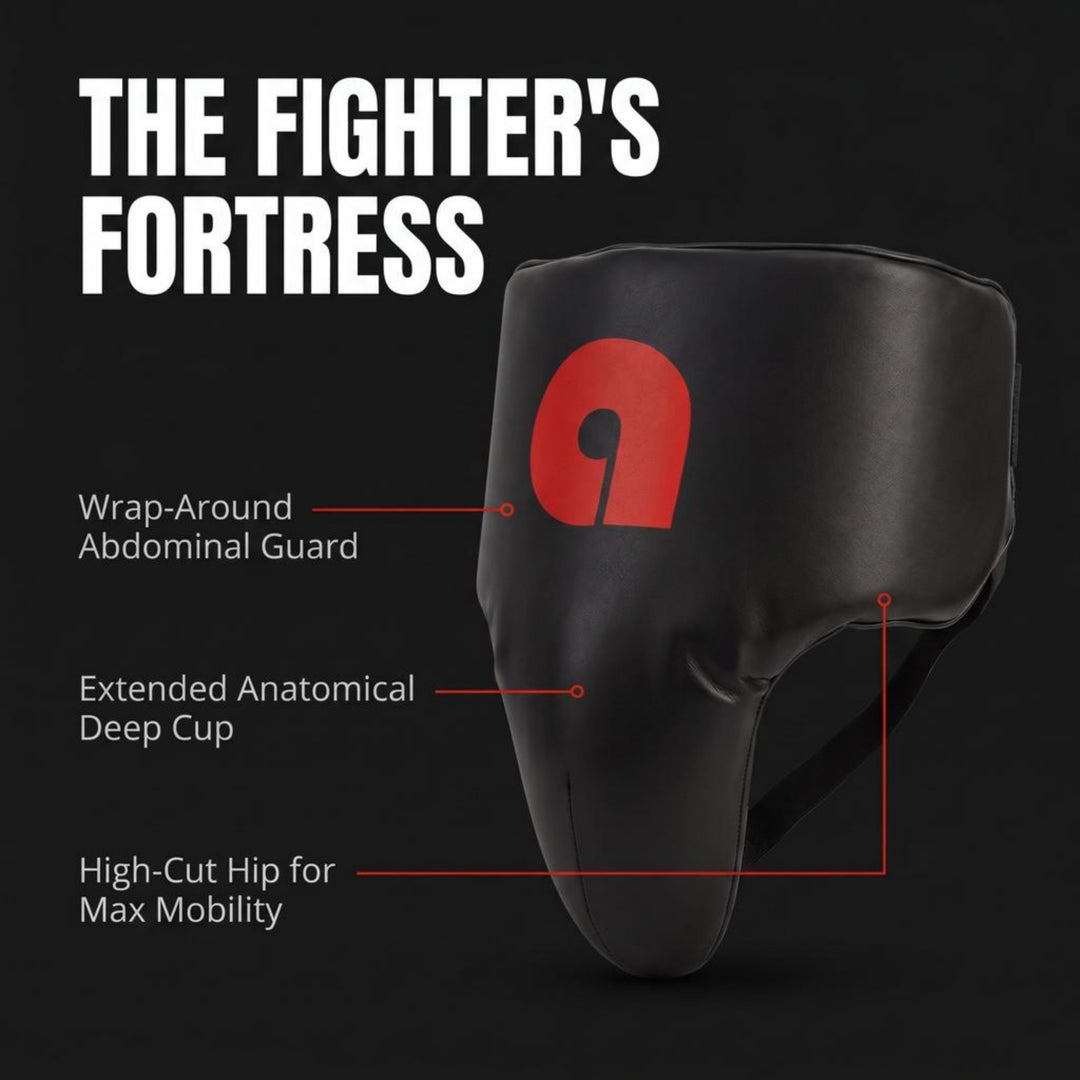 Deluxe Boxing MMA Groin Abdominal Protector - Comfortable Ultimate Protection for Contact Sports - Perfect for Gym &amp; Workout Use (Small)