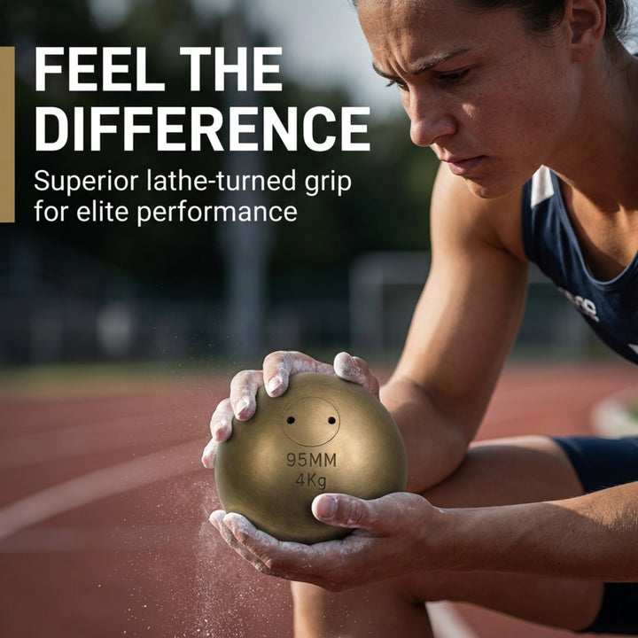 Amber Fight Gear Precision Brass Shotput IAAF Compliant, Superior Grip &amp; Weight Calibration for Competitive Performance