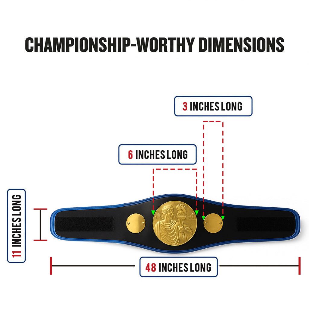 Amber Fight Gear Synthetic Leather Basic Championship Boxing Belt Customizable Engraving, Secure Hook and Loop Closure