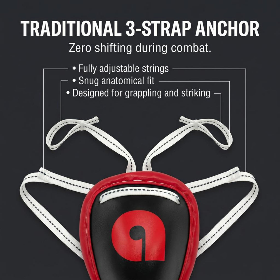 Traditional Steel Cup Groin Protector for Kickboxing, Muay Thai, MMA, Ultimate Protection, Padded Outer Cup, Adjustable Straps, Secure Fit Durable Steel Core