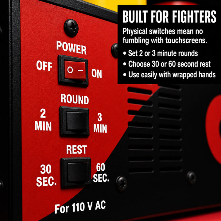 Professional Classic Boxing Interval Timer Gym Timer for Muay Thai, MMA, Kickboxing, Boxing, Martial Arts or Any Combat Sport with Lights, (DTIMER)