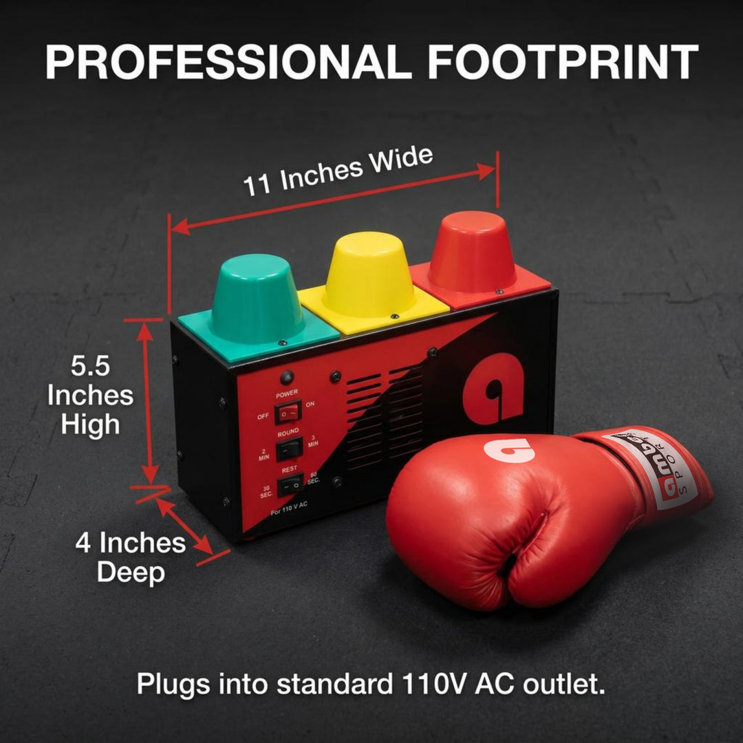 Professional Classic Boxing Interval Timer Gym Timer for Muay Thai, MMA, Kickboxing, Boxing, Martial Arts or Any Combat Sport with Lights, (DTIMER)