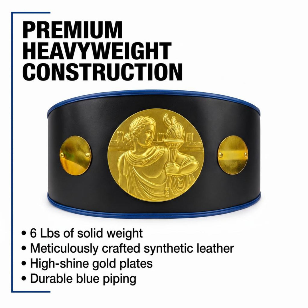 Amber Fight Gear Synthetic Leather Basic Championship Boxing Belt Customizable Engraving, Secure Hook and Loop Closure