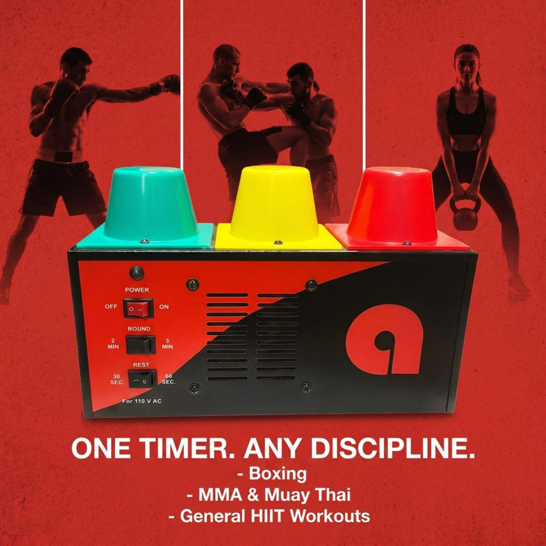Professional Classic Boxing Interval Timer Gym Timer for Muay Thai, MMA, Kickboxing, Boxing, Martial Arts or Any Combat Sport with Lights, (DTIMER)