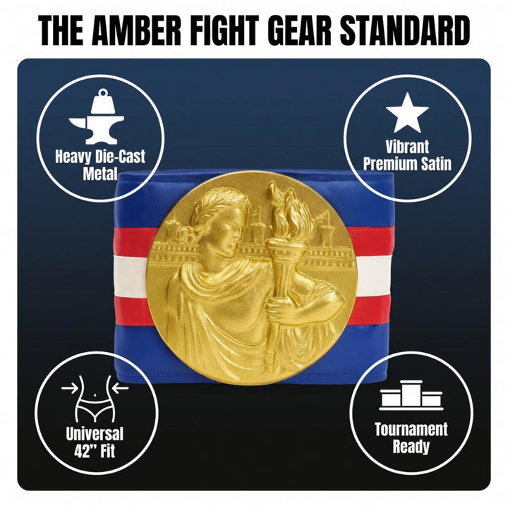 Amber Fight Gear Championship Boxing Belt Ideal for Boxing Shows and Tournaments, Vibrant Satin Design, Secure Hook and Loop Closure