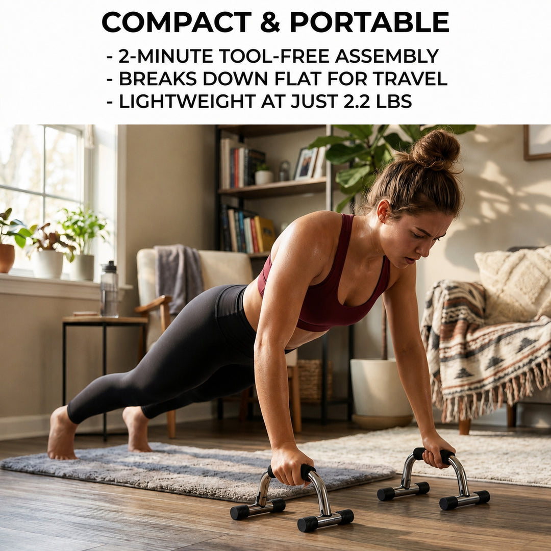 Enhance Upper Body Strength: Training Push Up Bars for Shoulders, Chest &amp; Core - Non-Skid Feet, Compact &amp; Portable