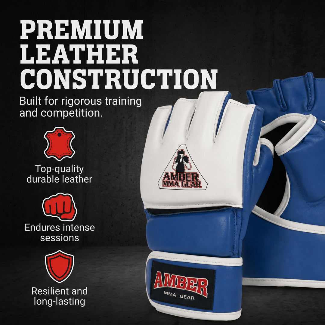 Amber Fight Gear Premium Leather MMA Amateur Competition Gloves: Durable, Stylish Gear for Versatile Usage in Training and Competition