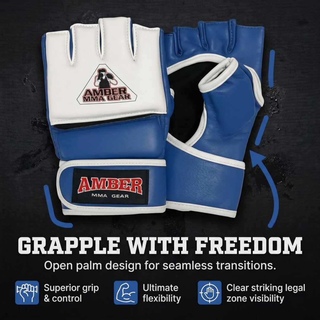 Amber Fight Gear Premium Leather MMA Amateur Competition Gloves: Durable, Stylish Gear for Versatile Usage in Training and Competition