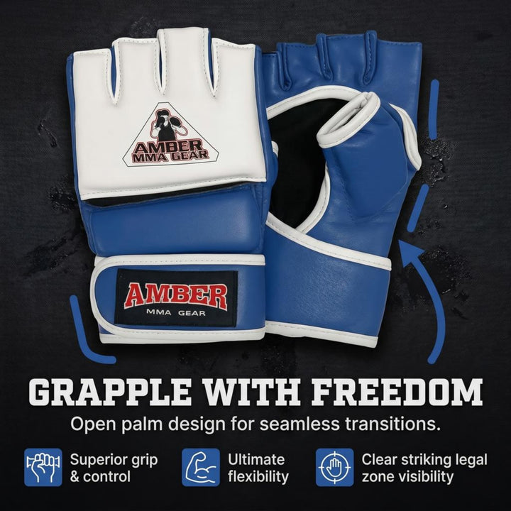 Amber Fight Gear Premium Leather MMA Amateur Competition Gloves: Durable, Stylish Gear for Versatile Usage in Training and Competition