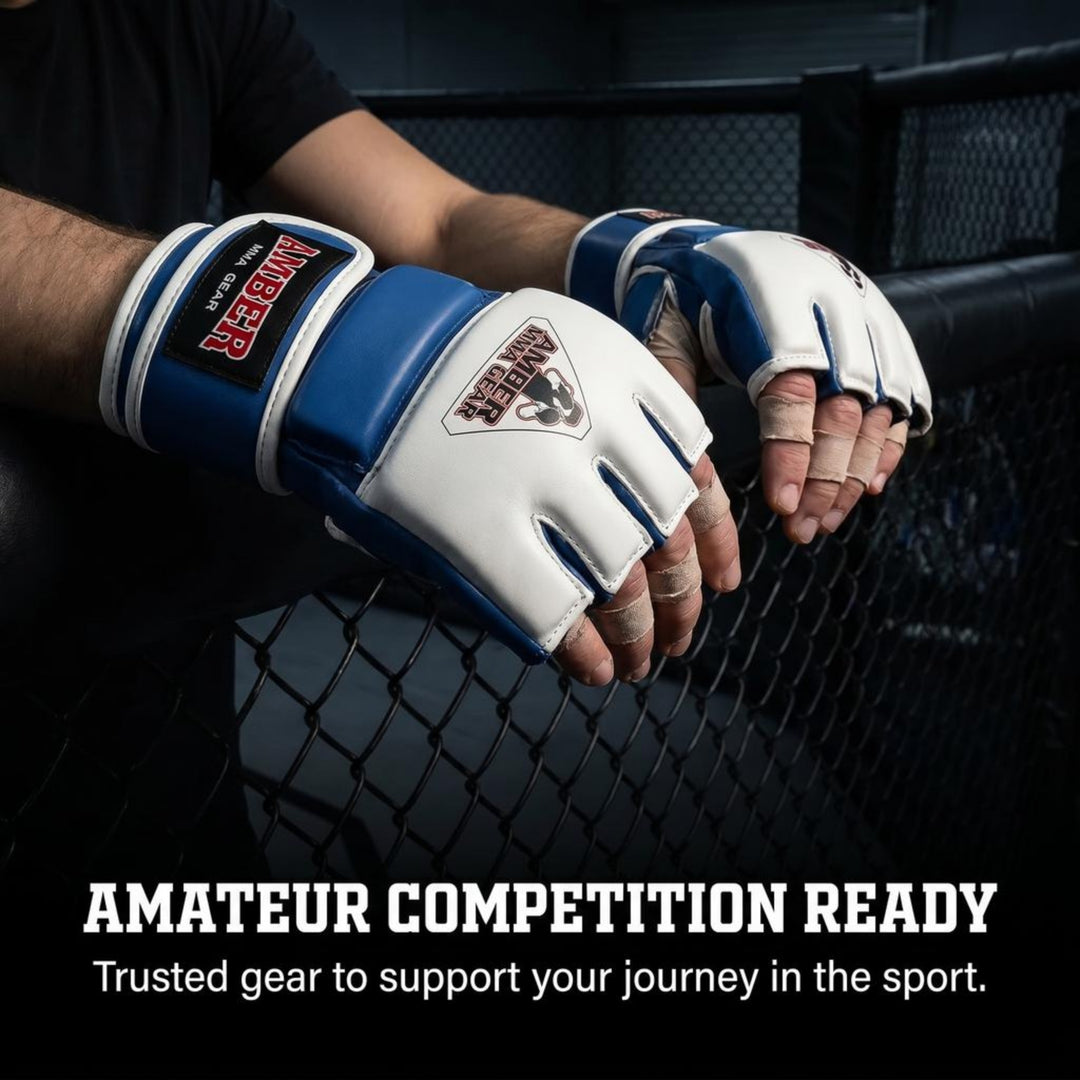 Amber Fight Gear Premium Leather MMA Amateur Competition Gloves: Durable, Stylish Gear for Versatile Usage in Training and Competition