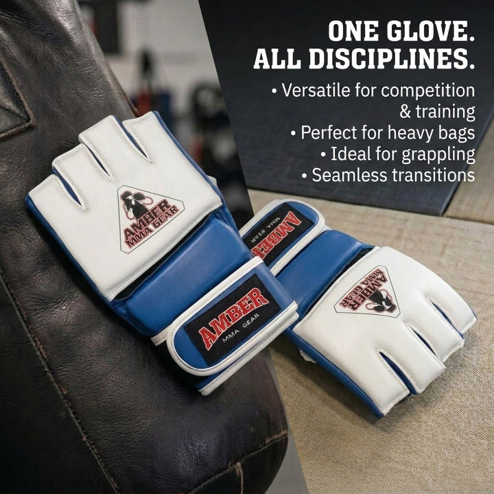 Amber Fight Gear Premium Leather MMA Amateur Competition Gloves: Durable, Stylish Gear for Versatile Usage in Training and Competition