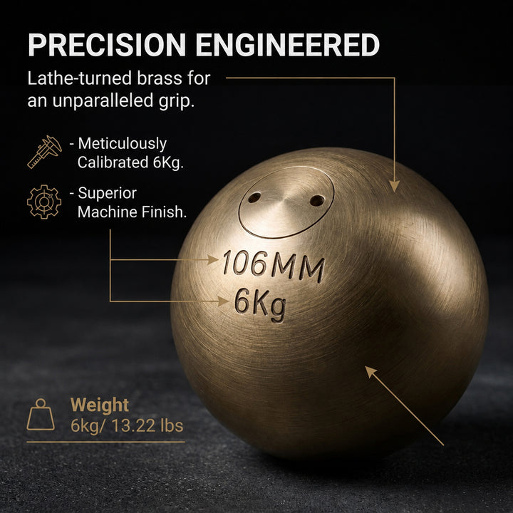 Amber Fight Gear Precision Brass Shotput IAAF Compliant, Superior Grip &amp; Weight Calibration for Competitive Performance
