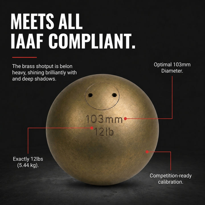 Amber Fight Gear Precision Brass Shotput IAAF Compliant, Superior Grip &amp; Weight Calibration for Competitive Performance