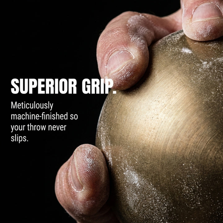 Amber Fight Gear Precision Brass Shotput IAAF Compliant, Superior Grip &amp; Weight Calibration for Competitive Performance