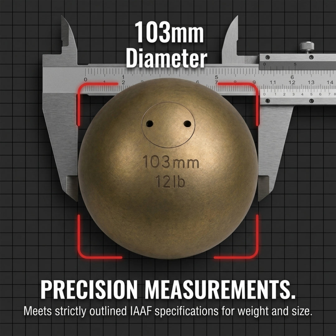 Amber Fight Gear Precision Brass Shotput IAAF Compliant, Superior Grip &amp; Weight Calibration for Competitive Performance