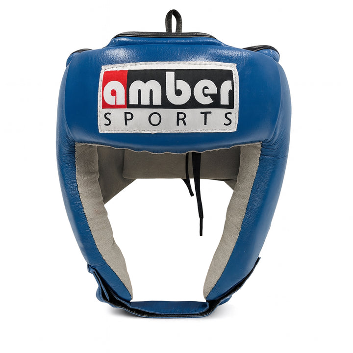 Amber Fight Gear Leather Open Face Boxing Headgear No Cheek, Multiple Sizes