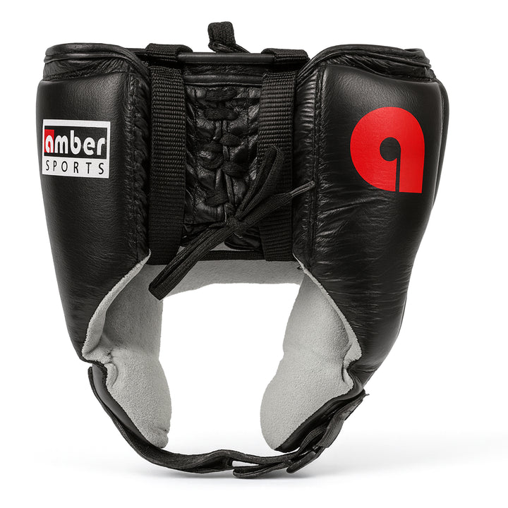 Amber Fight Gear Leather Open Face Boxing Headgear No Cheek, Multiple Sizes