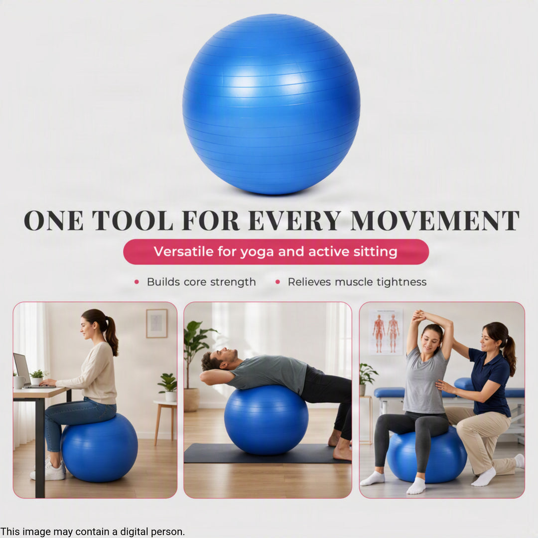 Amber Fight Gear Fitness Ball with Strap Anti-Burst Exercise Ball, 55-75cm