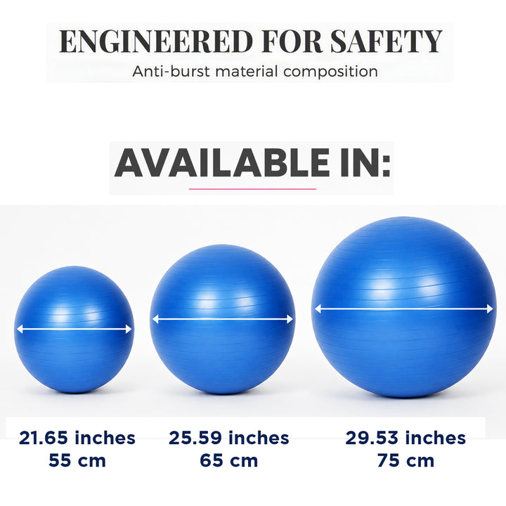 Amber Fight Gear Fitness Ball with Strap Anti-Burst Exercise Ball, 55-75cm